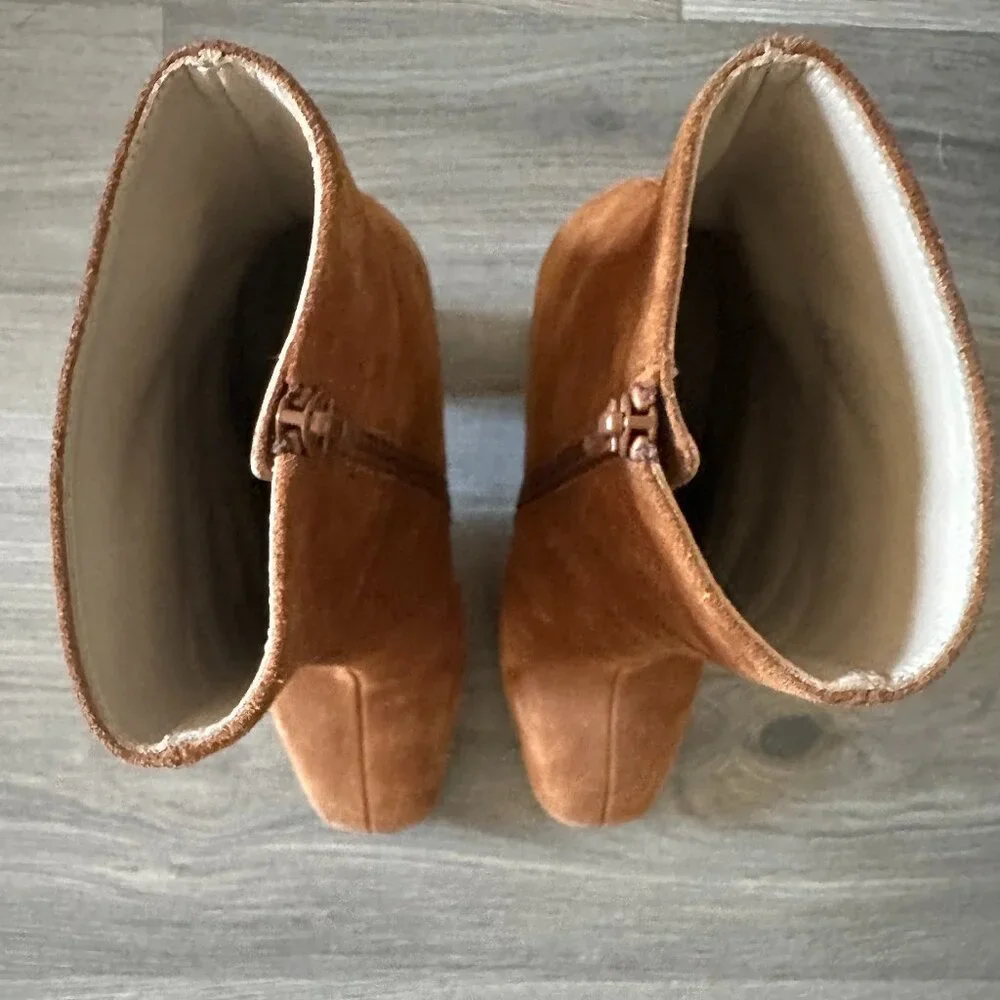 Karen Millen Suede/Leather Heeled Ankle Boot in Camel - Size U.S. 5/EU 36